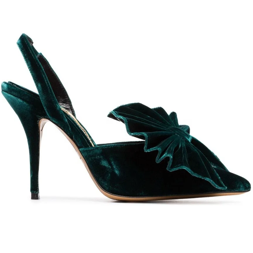 Модный элегантный бархат с большим узлом-бабочкой и острым носком размеры 44 45