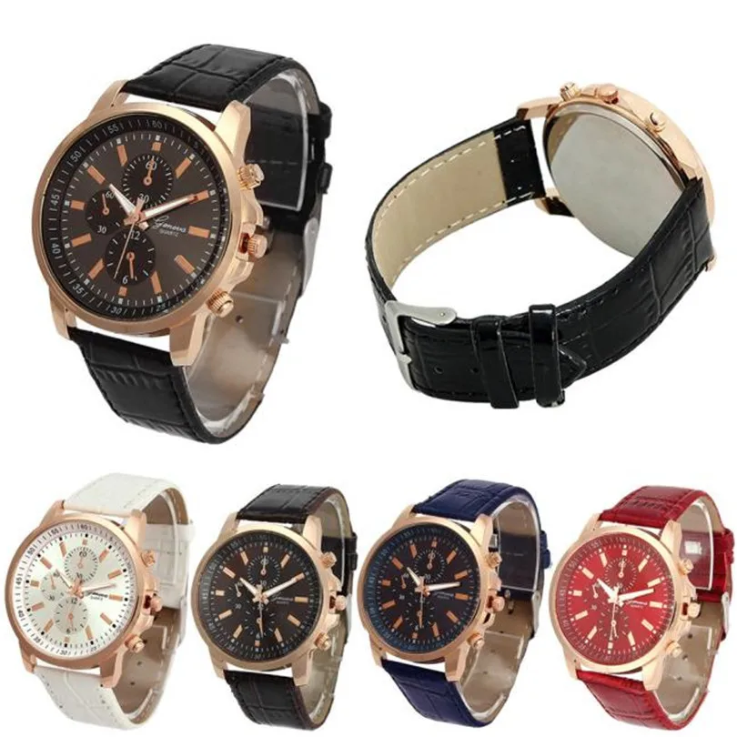 2018 Повседневный унисекс из Женевы искусственной кожи Кварцевые аналоговые