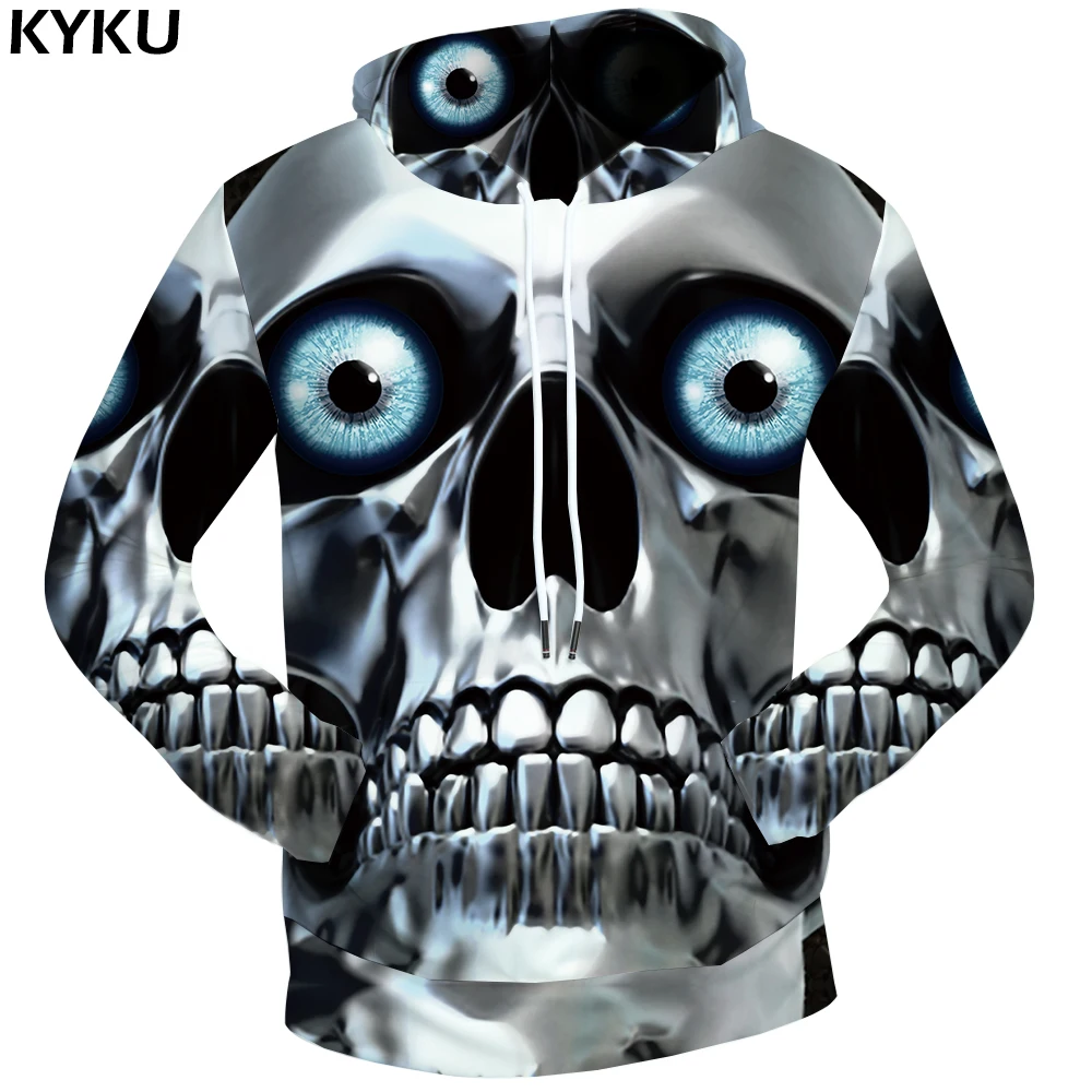 KYKU Толстовка с черепом металлическая одежда панк блузки рок Забавные 3d толстовки