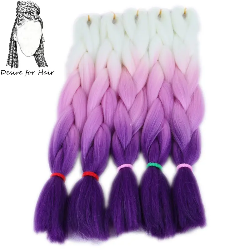Desire for hair 10packs per lot 24inch 100g synthetic braiding hair jumbo braids 3 tone omber blonde lavender color