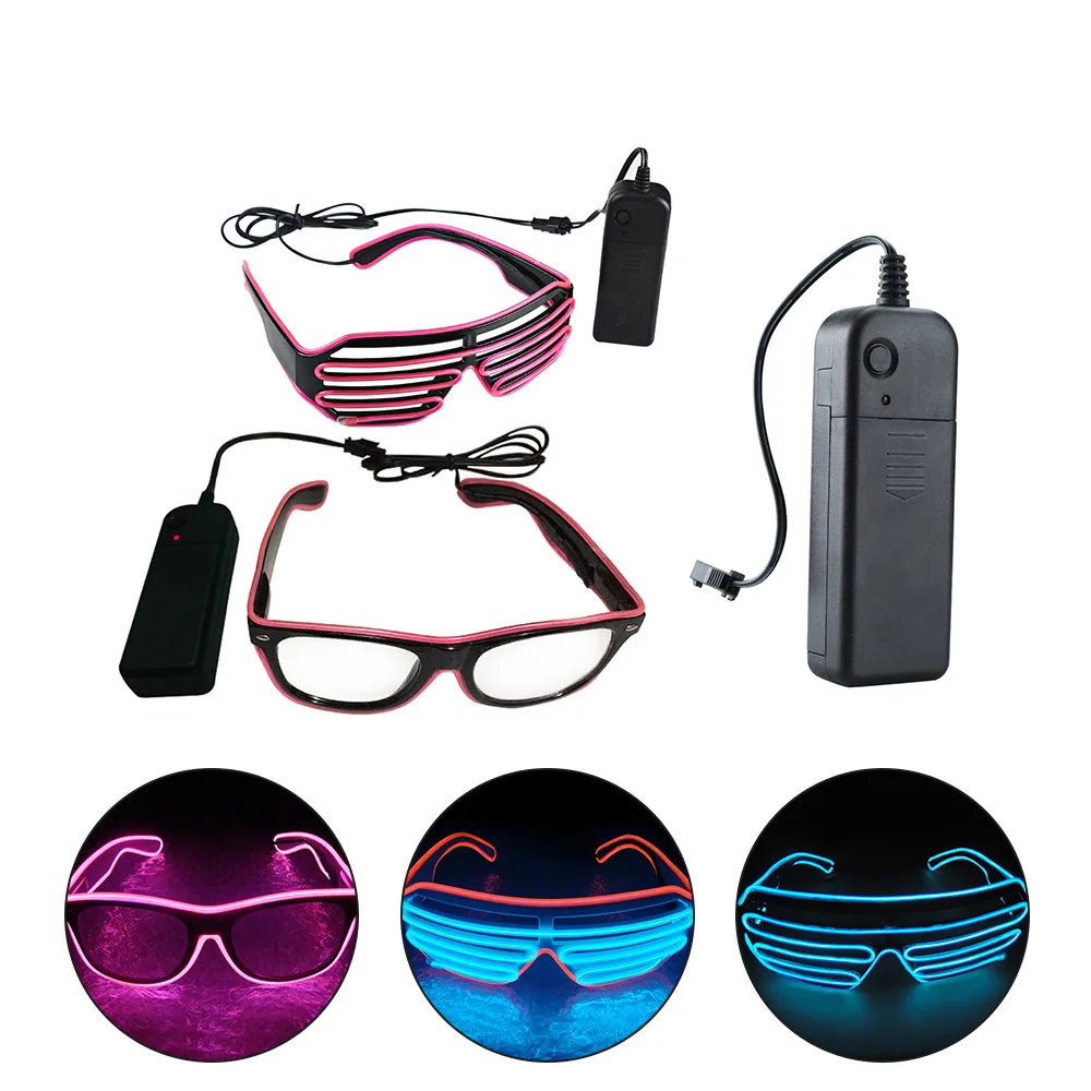 Style 1 Лидер продаж EL Glasses EL Wire модный неоновый светодиодный светильник в форме затвора очки Rave Festival DJ вечерние Декоративные Солнцезащитные очки - Цвет: Style 1