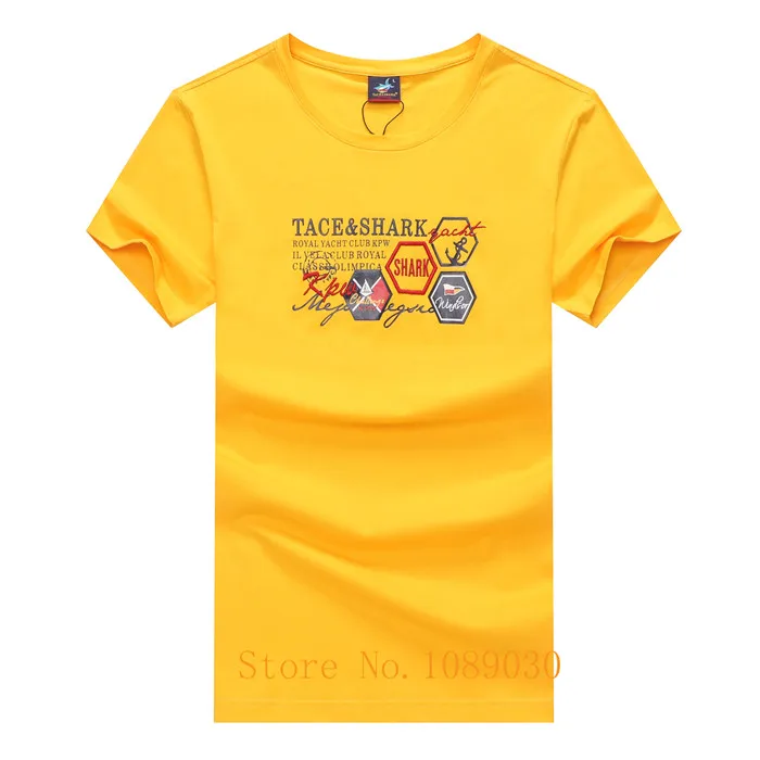 5907-YELLOW Лето, уличная Мужская футболка, короткий рукав, с буквенным принтом, Tace& Shark, брендовая мужская футболка, homme camisetas, футболки - Цвет: 5907-YELLOW
