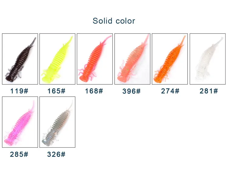 FISH KING 55mm 76mm 89mm Larva Fishing Lures 25colors Soft Plastic Lures Larva Freshwater Swimbait Silicone Soft Bait Worm