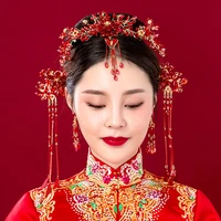 bridal costume headwear set chinese retro red hair accessories wedding jewelry wedding dress cheongsam accessories