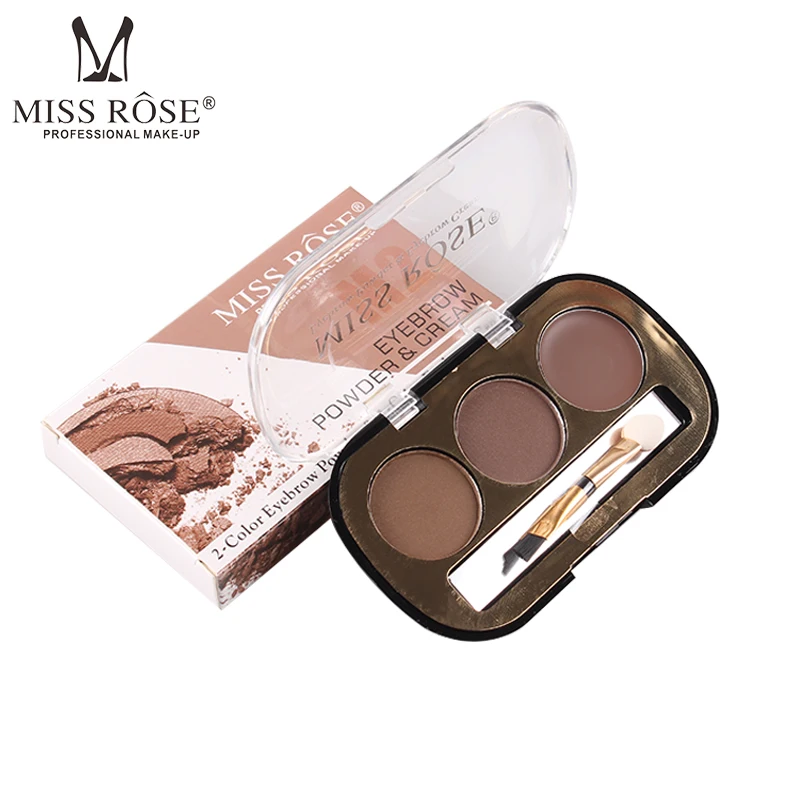 MISS ROSE, 1 шт., профессиональная пудра для бровей, 3 цвета, водостойкий стойкий крем для бровей с кистью для бровей, инструмент для макияжа, TSLM2