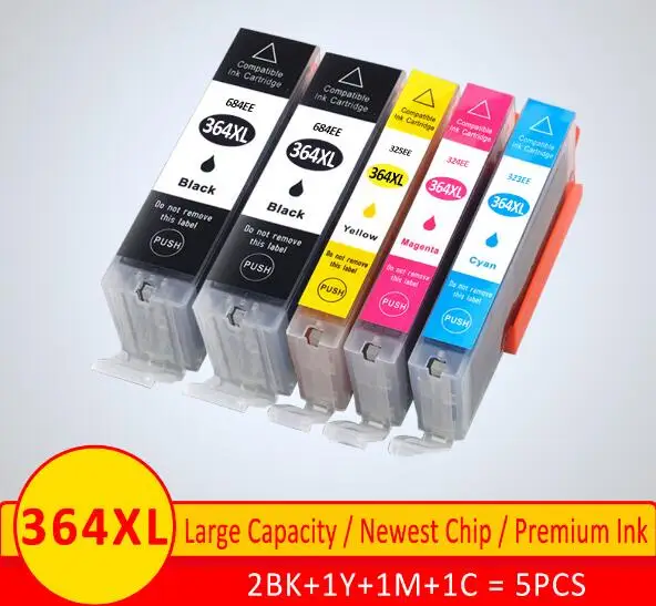 5pcs 2BK C M Y XiangYu 364 XL Совместимость замените картридж для hp 364 для hp 364 Картридж для струйного принтера 3070A 5510 6510 B209a C510a C309a принтера - Цвет: 5pcs 2BK C M Y