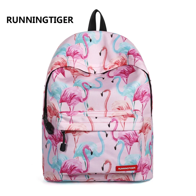 RUNNINGTIGER Модные женские рюкзаки крутой рюкзак с принтом Фламинго дышащие школьные