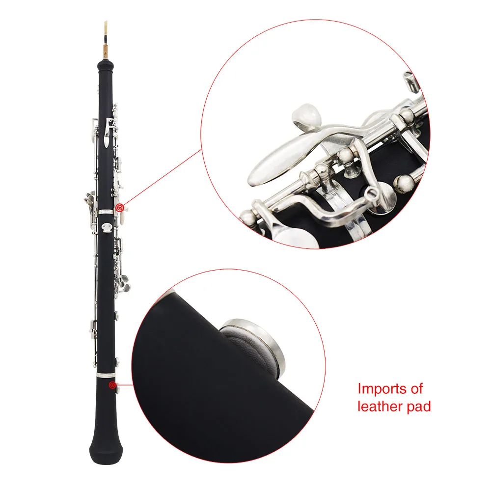 Профессиональный Oboe C Ключ Мельхиор покрытый серебром с тростниковые перчатки
