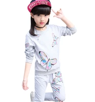 kids 2019 new spring autumn long sleeved printing butterfly sports suit jacket pants 4 6 8 10 12 years old baby girls clothes