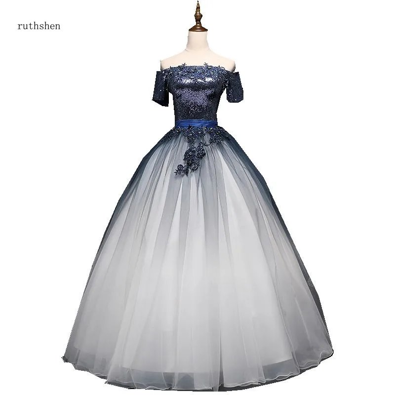 Ruthshen 2020 новые платья для Quinceanera с открытыми плечами короткими рукавами Пышное