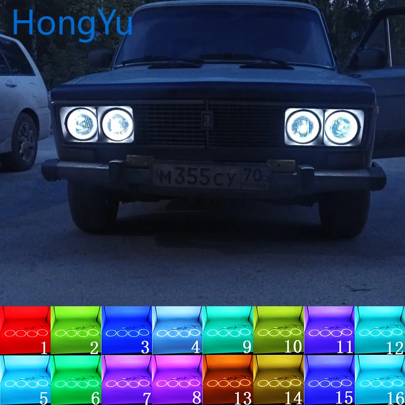 Новейший разноцветный светодиодный rgb фонарь Angel Eyes Halo Ring Eye ДХО Радиочастотный