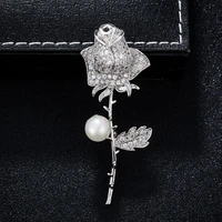 farlena jewelry elegant rose flower brooch pins inlay with simulated pearl fashion zircon crystal brooches for women gift