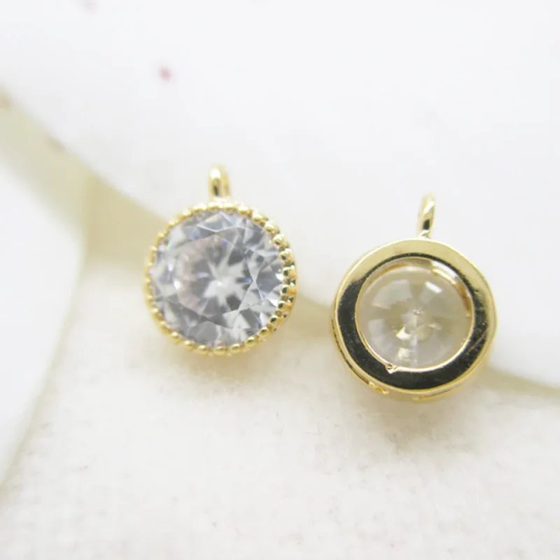 5 шт. круглые подвески с фианитами 4 6 мм|charm charm|cz charmcharm 10pcs |