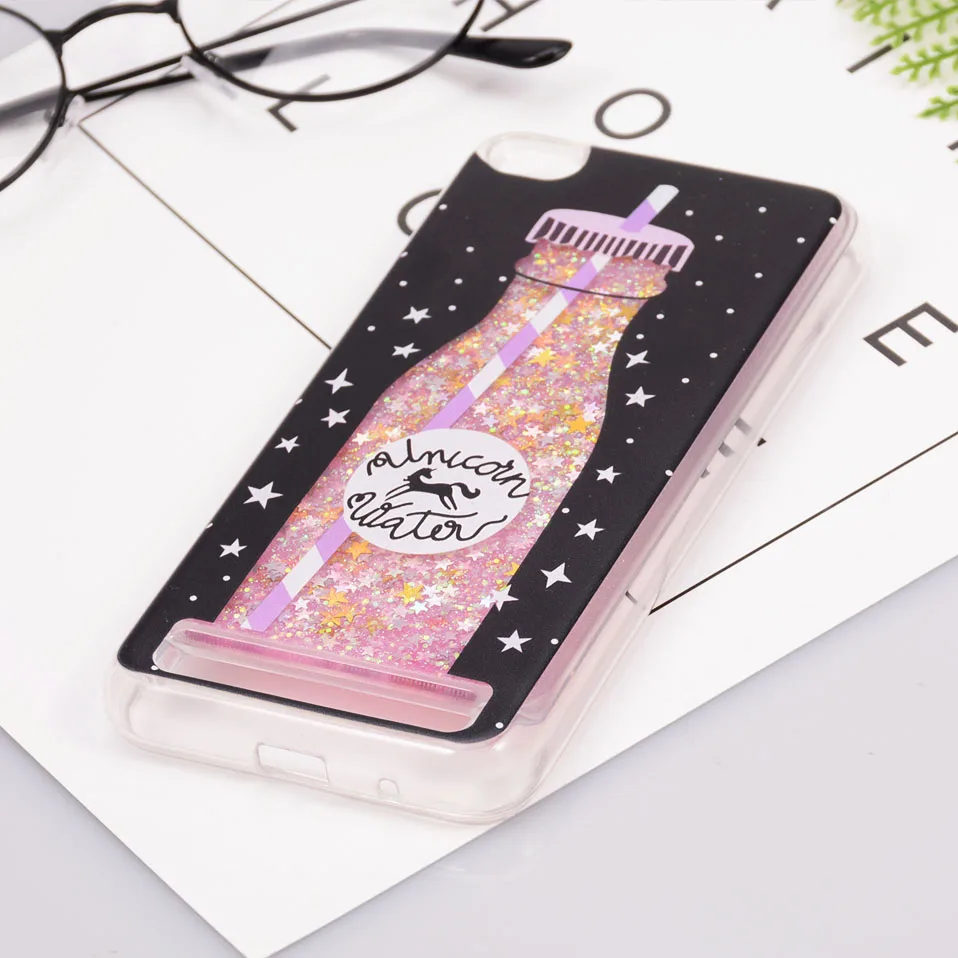 Reaoom for Xiaomi Redmi 5A Case Glitter Dynamic Liquid Colorful Star Quicksand Cute Bottle Unicorn Cover redmi 5a |