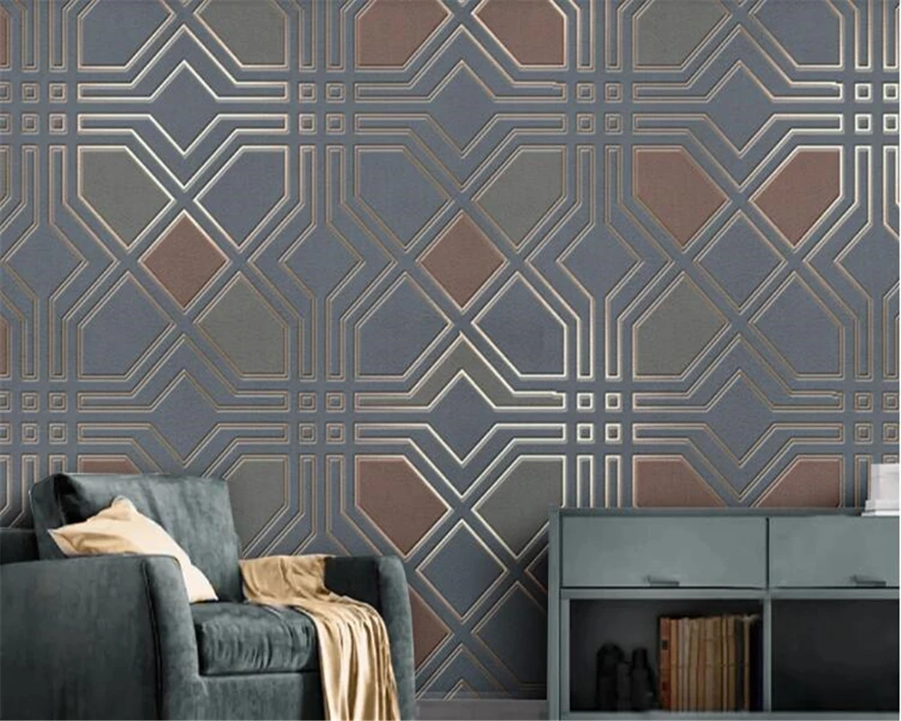 beibehang papel de parede 3d Abstract geometric wallpaper golden lines light luxury background wall for kids room | Обустройство дома