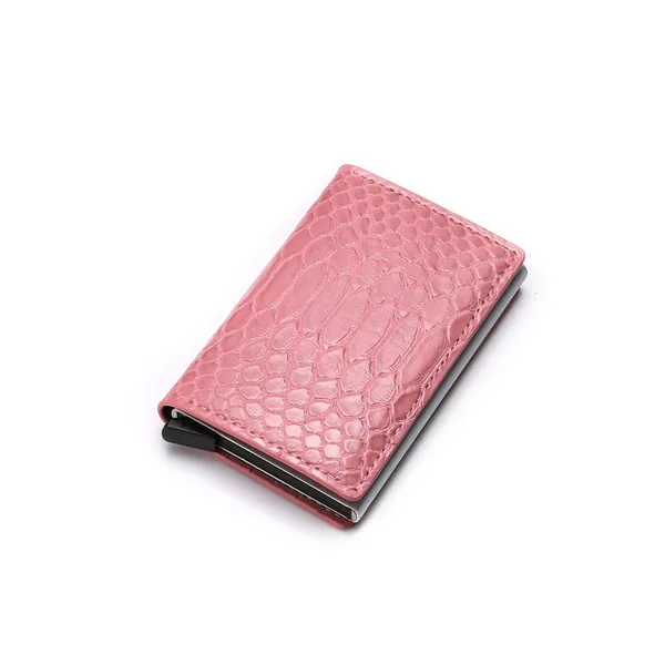 ZF001 Pink ZOVYVOL, новинка, RFID ID держатель для карт, бизнес держатель для карт, карта из искусственной кожи, высокое качество, чемодан, кошелек для карт, алюминиевая коробка, тонкий мини - Цвет: ZF001 Pink