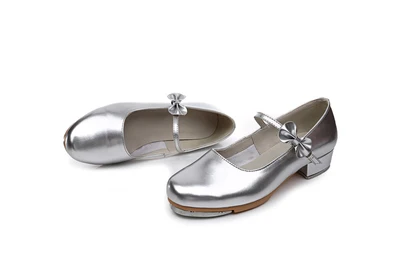 Детская обувь для танцев девочек кожаная с бантом женская новая Круглая Яркая