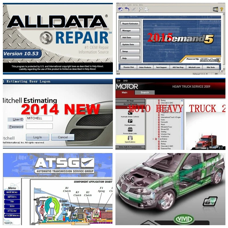 2020 Alldata mit/chell OD5 программное обеспечение все данные v10.53 + 2015 ElsaWin яркая мастерская