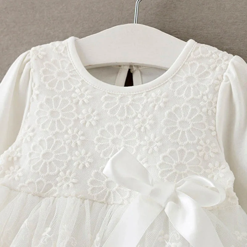 Модное платье для новорожденных девочек Vestido Infantil Bebe белые кружевные платья