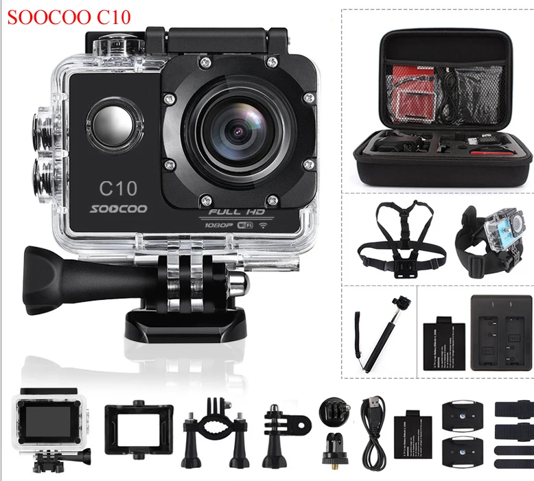 Горячая продажа SOOCOO C10 Full HD спортивная Экшн камера NOVATEK96655 с Wifi камерой 1080p 12MP 170