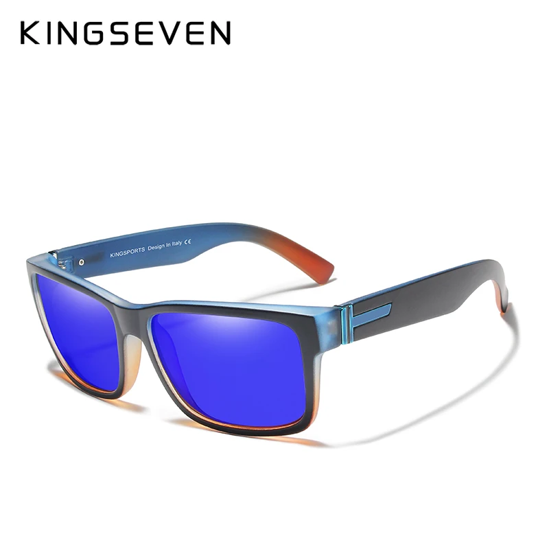 Limited blue KINGSEVEN, мужские поляризованные солнцезащитные очки, зеркальные очки, солнцезащитные очки, мужские очки, lunette de soleil - Цвет линз: Limited blue