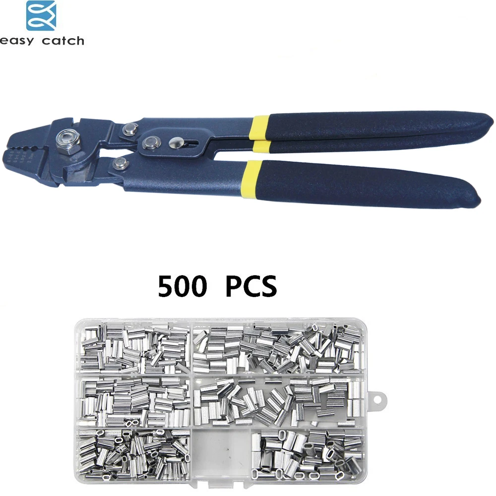 Stainless Steel fishing line pliers for sleeves 500pcs wire crimp sleeve Fishing Line Cutter crimping sleeves terminal tool