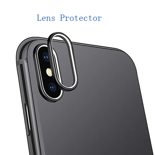 Camera Protector Powstro для iphone X защита для камеры Набор задней линзы Закаленное стекло пленка+ металлический чехол для камеры защитный круг для iphone X - Цвет: Camera Protector