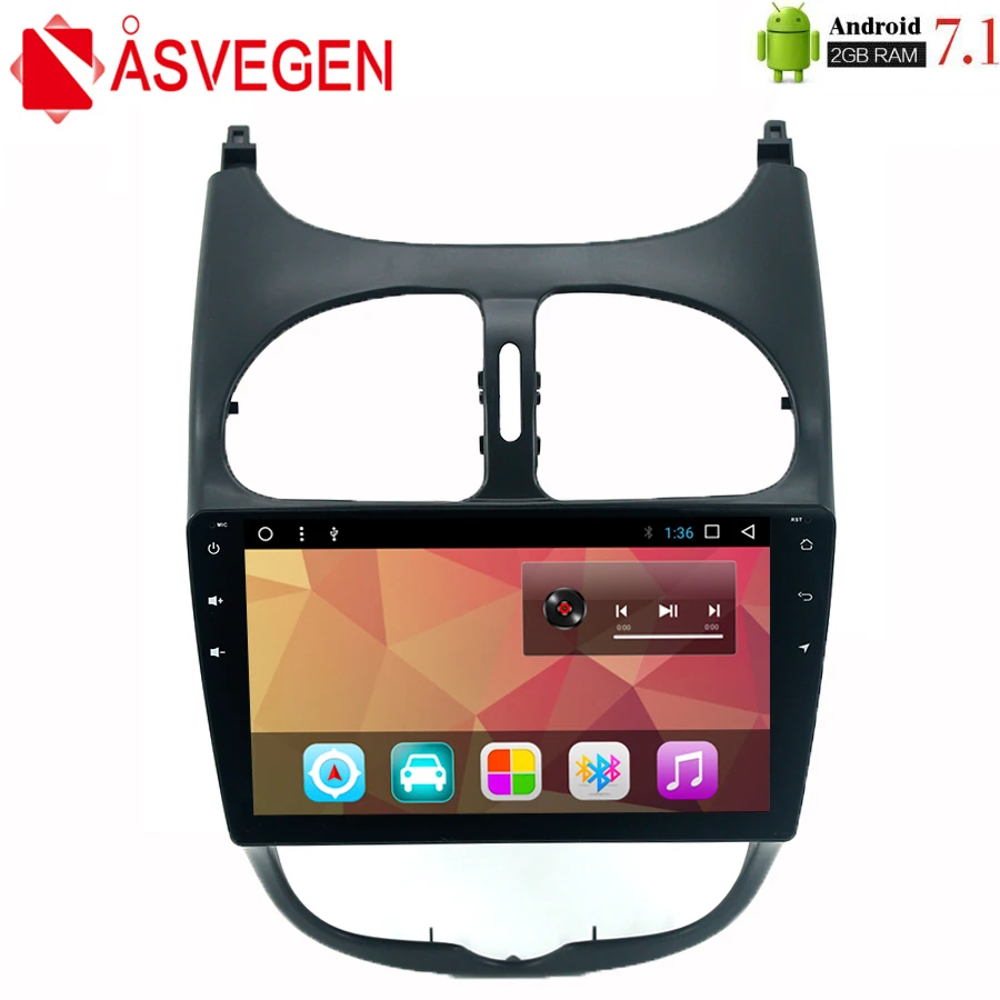 

Asvegen 9 inch Android 7.1 Car Stereo Player For Peugeot 206 Touch Screen Car Audio Multimedia Dvd Radio GPS Navigation System