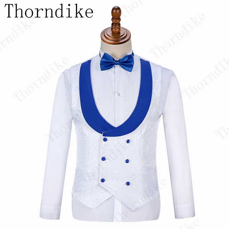 Thorndike мужские костюмы дизайнерский Белый Жаккардовый мужской костюм шаль с
