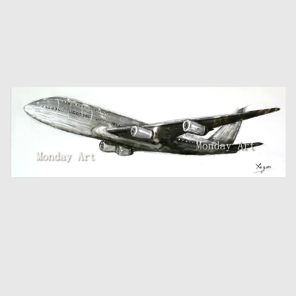 Retro handpainted Abstract World War II fighter Airplane Painting Aircraft Poster Canvas Art Wall Picture for Living Room | Дом и сад