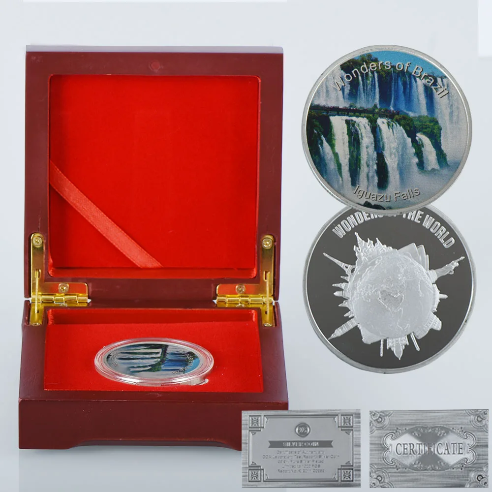 WR 1 OZ бразильская монета Iguazu водопад домашняя Коллекционная с деревянной