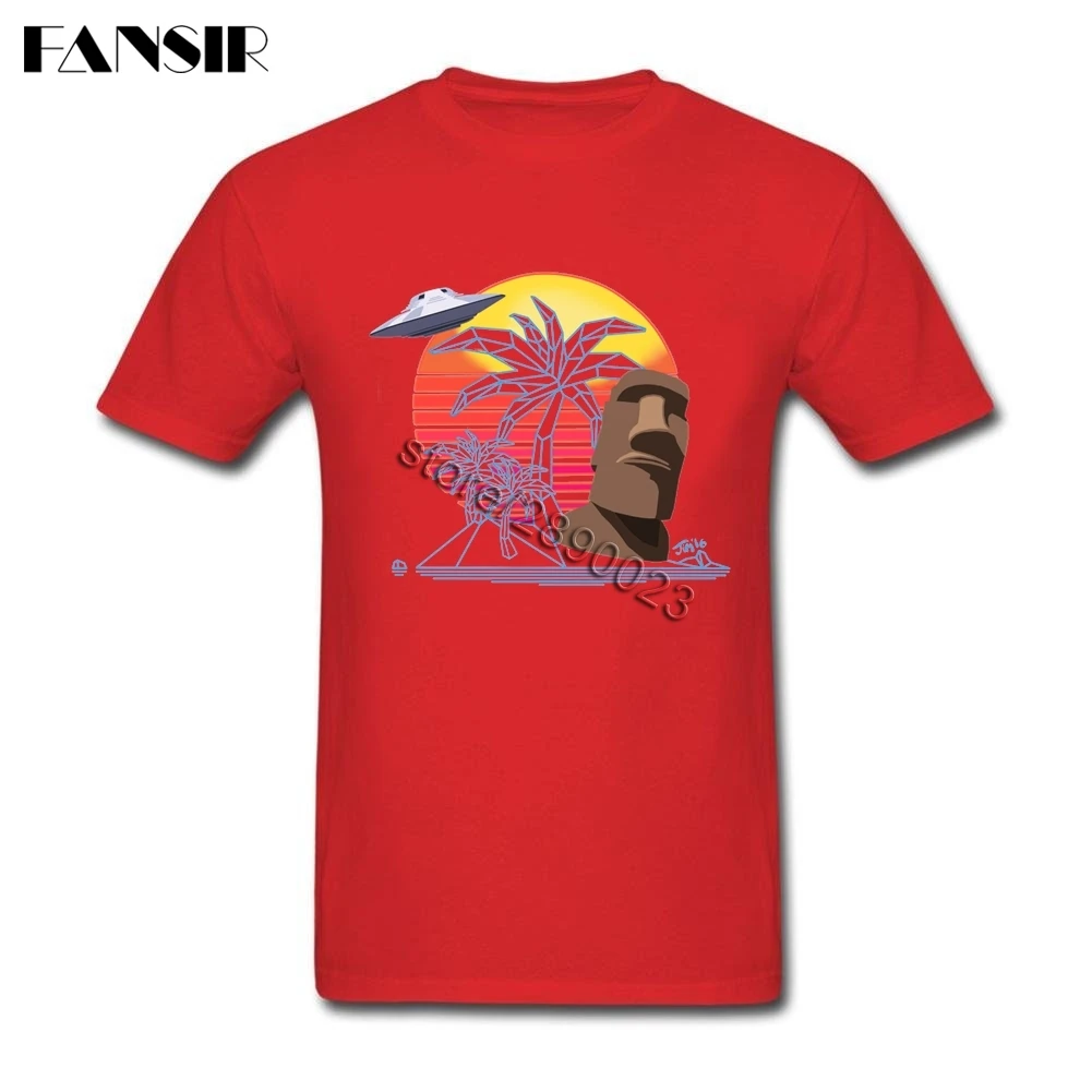 Эстетика Vaporwave Тайна острова Пасхи Camiseta в стиле хип хоп Для мужчин футболки с