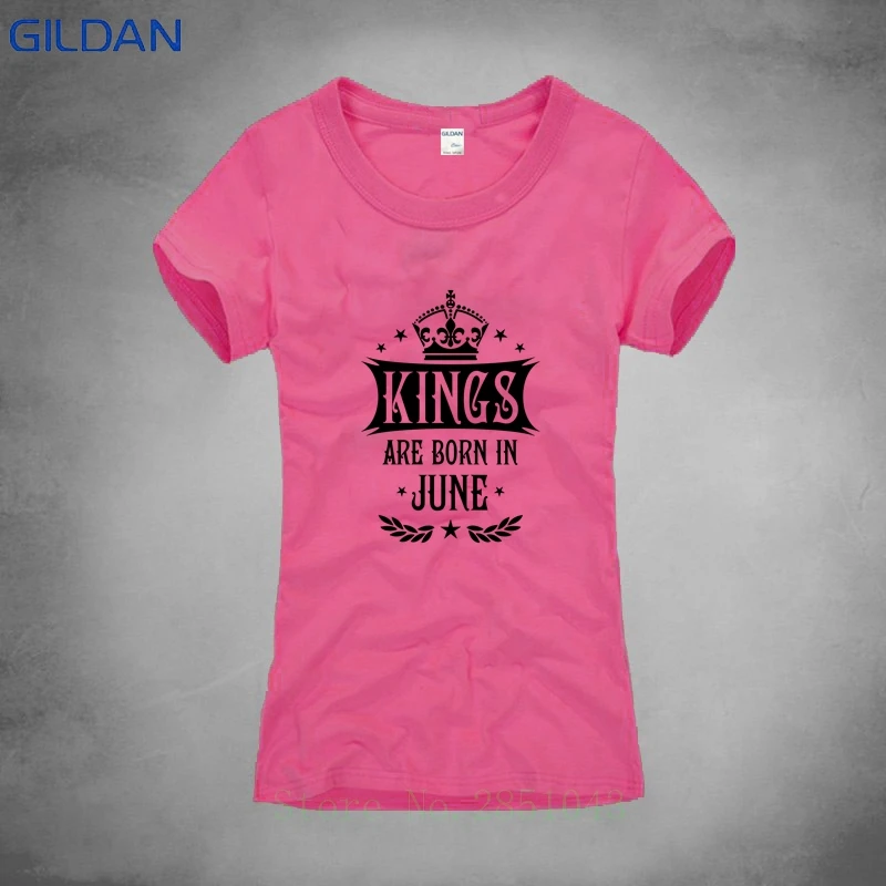 Черная футболка женская с коротким рукавом Kings Are Born In June King Happy Birthday забавная 100% 2018