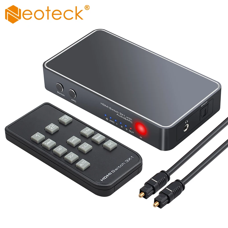Neoteck 3 порта HDMI коммутатор с аудио экстрактором HDMI в HDMI Оптический SPDIF 3,5 мм разъем конвертер Поддержка PIP ИК пульт HDMI ARC