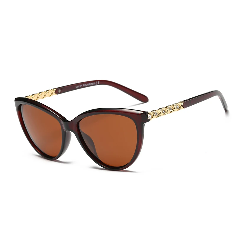 C3 Brown Brown Pro Acme, фирменный дизайн, кошачий глаз, солнцезащитные очки для женщин, поляризационные,, женские, Ретро стиль, элегантные, кошачий глаз, солнцезащитные очки, стразы, дужки, PB1243 - Цвет линз: C3 Brown Brown