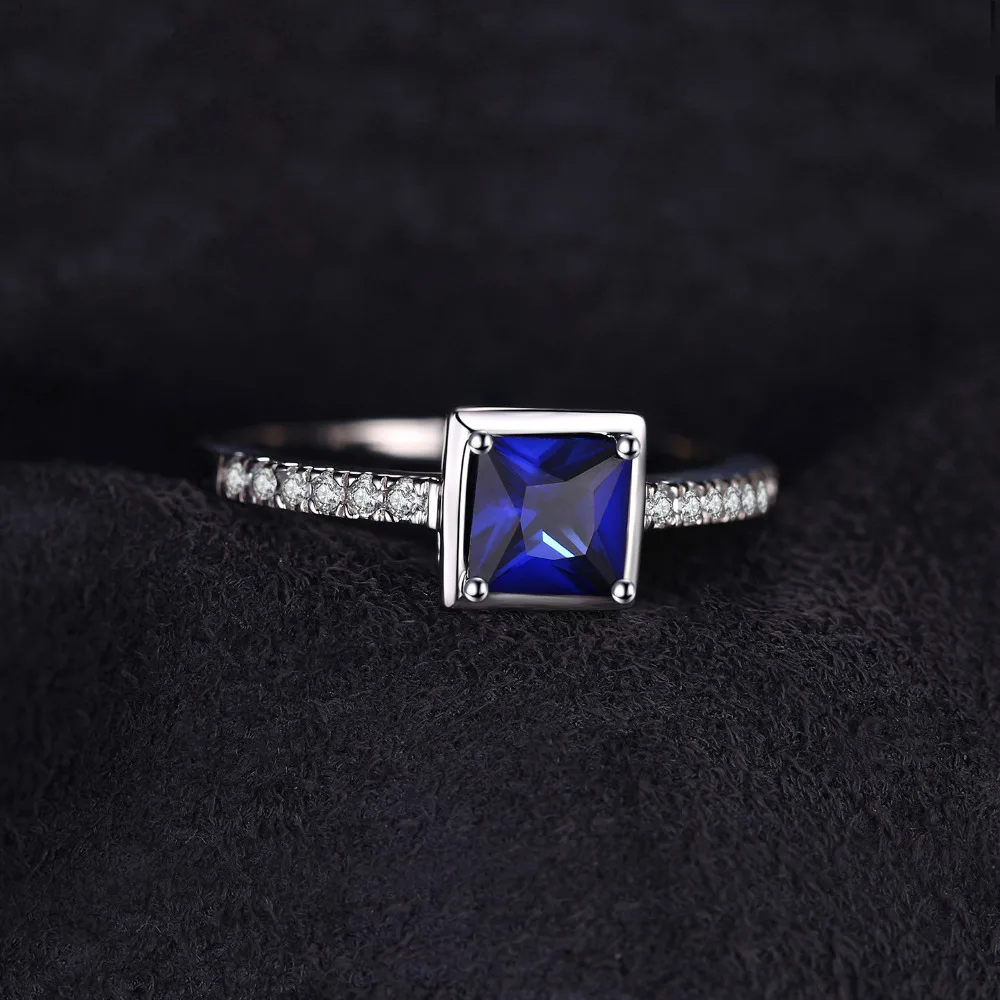 JewelryPalace квадратный 0.9ct создан синий сапфир пасьянс кольцо 925 пробы серебро
