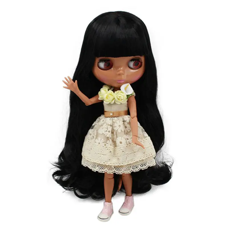 Ледяной DBS Blyth кукольные 1/6 bjd игрушка темной кожи шарнирное тело длинные черные