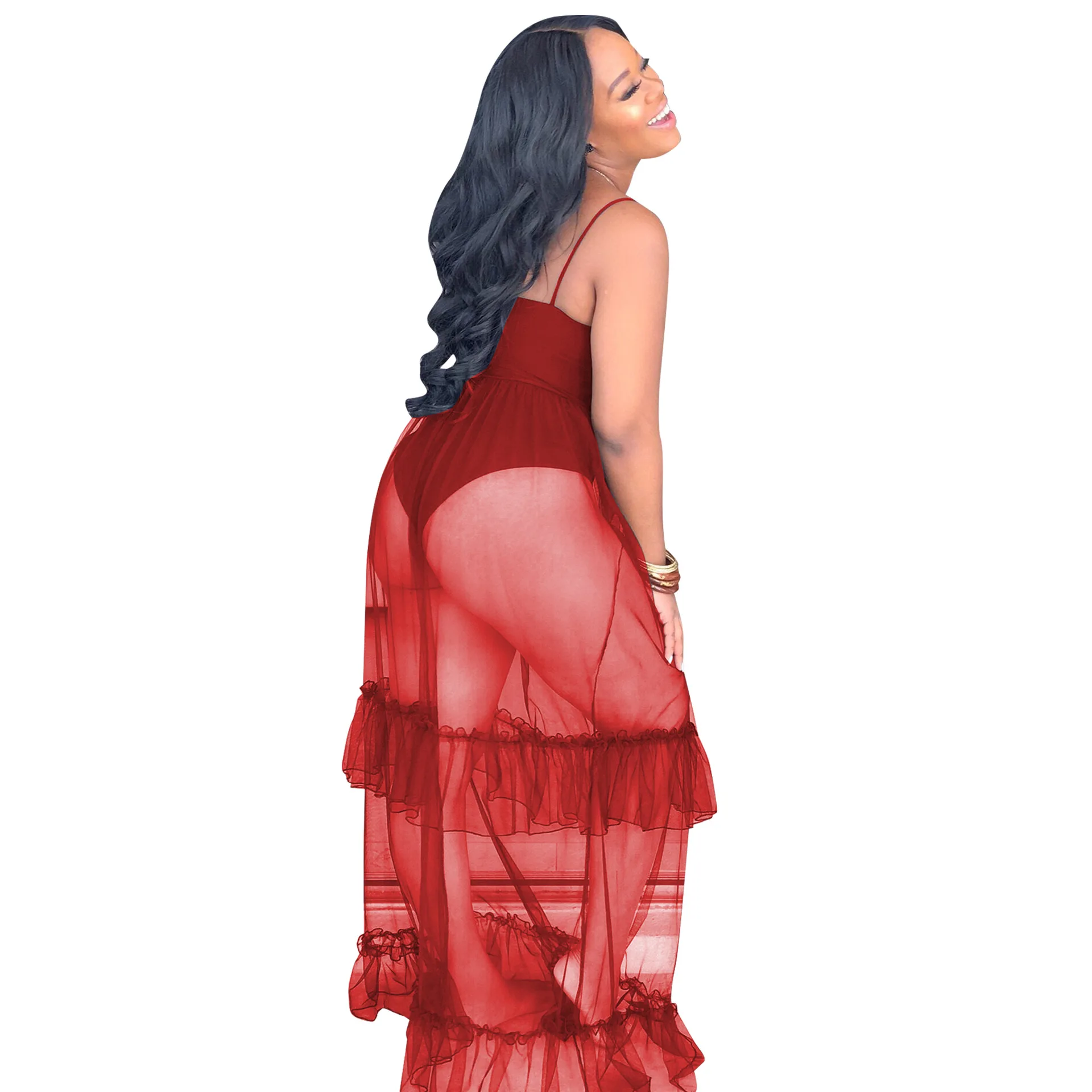 Сексуальное модное женское платье с оборками лето 2019 богемное красное белое