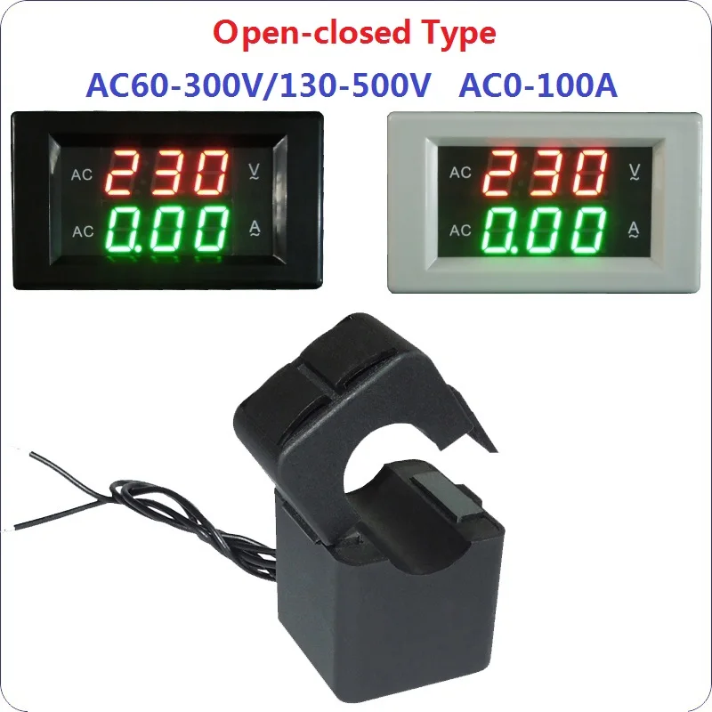 YB4835VA светодиодный Напряжение Амперметр AC60-300V 130-500V Цифровой Напряжение измеритель величины тока AC10A 50A 100A 200A 500A 1000A трансформатор тока