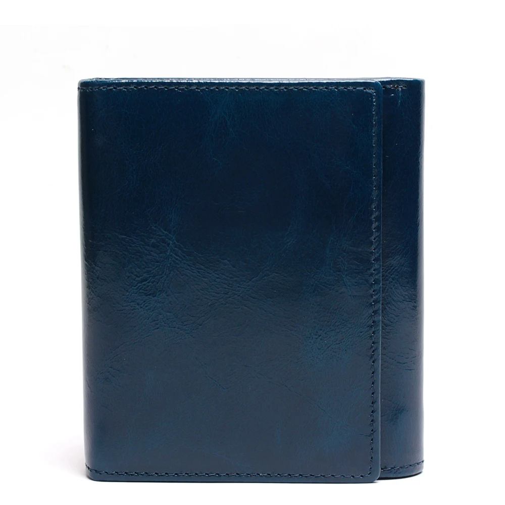 Blue Первый слой кожаного бумажника, Женский кошелек из восковой кожи, Женский кошелек в стиле ретро, Многофункциональный складной кошелек, клатч, сумка для смены, многофункциональная - Цвет: Blue