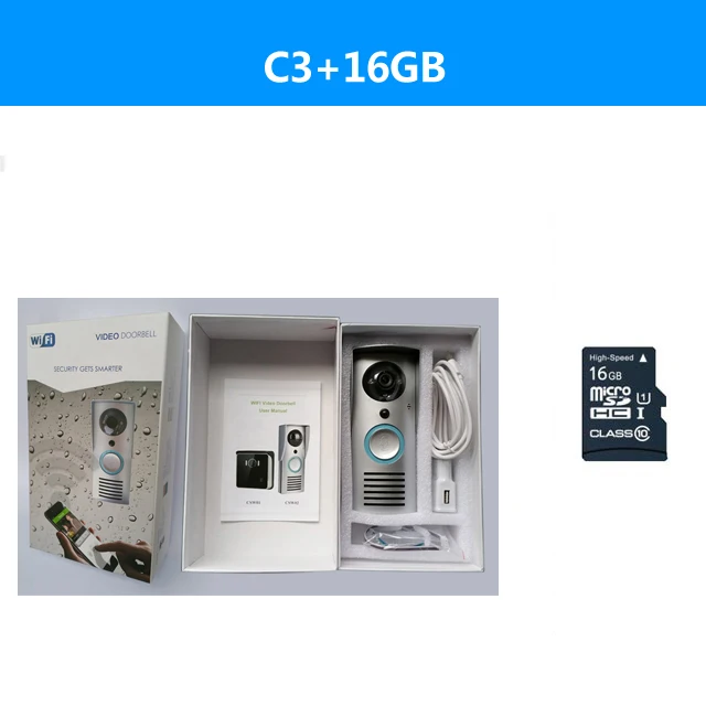 CLOUDRAKER wifi видео дверной звонок разблокировка беспроводной дверной телефон wifi домофон система умный дверной звонок HD камера ночное видение ИК сигнализация - Цвет: Option 3
