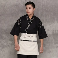 unisex japanese korea style medium sleeve chef cook uniform top waiter work wear restaurant cook shirt suit flower printing n24