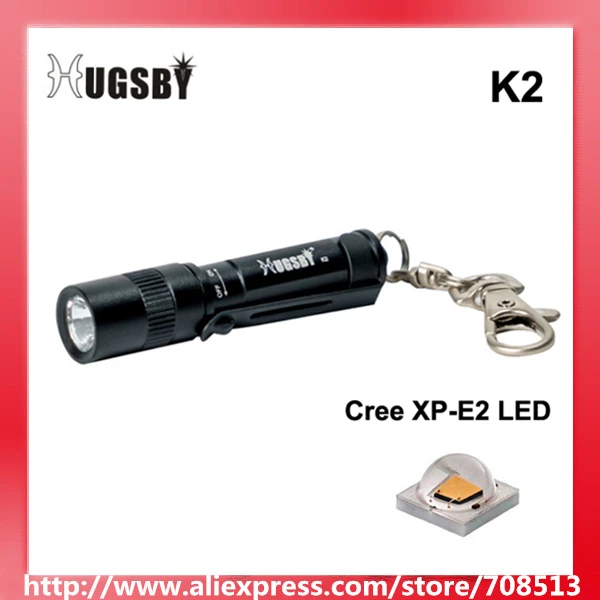 Hugsby K2 Cree XP E2 R3 90 люмен 1 Mode светодиодный фонарик брелок черный (1xAAA)|flashlight keychain|led