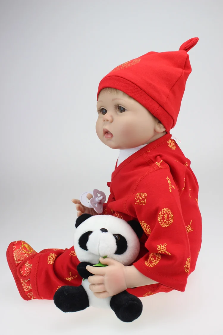 2" высококачественный силиконовый Reborn Младенцы Красный китайский костюм волосы с корнями ребенок живой мальчик Bonecas игрушки для детей развивающие игрушки
