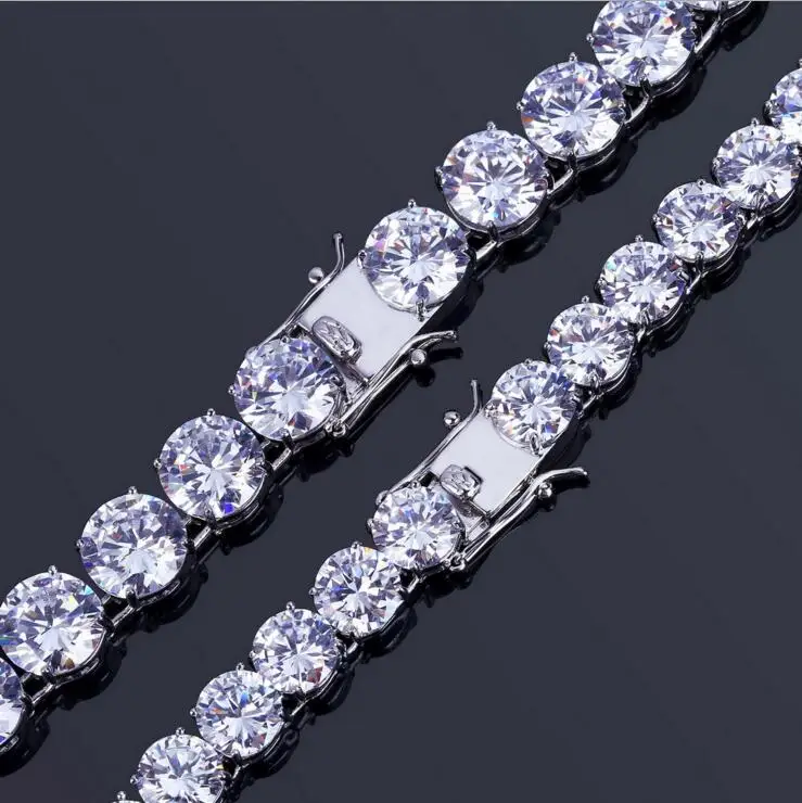8 мм большой белый bling кубического циркония свадебный подарок для помолвки для мужчин зубец Установка теннисная цепь мужские хип-хоп большой камень браслет