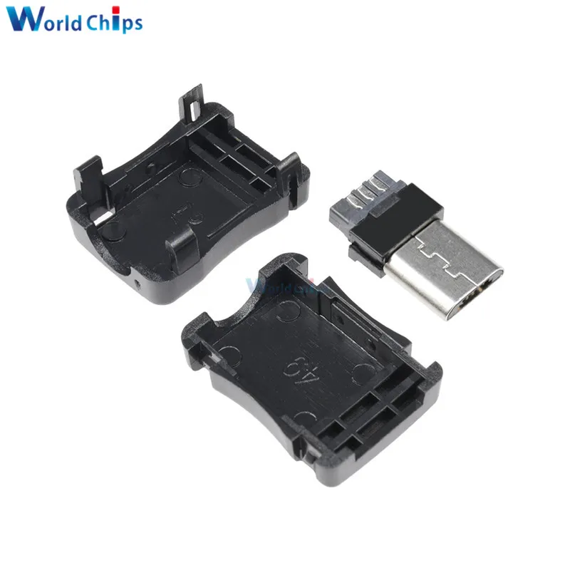 10PCS DIY Micro USB 5 Pin T Port Male Plug Socket Connector with Plastic Cover | Электронные компоненты и