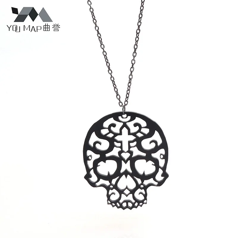 Новинка акриловое ожерелье в стиле панк рок с подвеской виде черепа скелета для