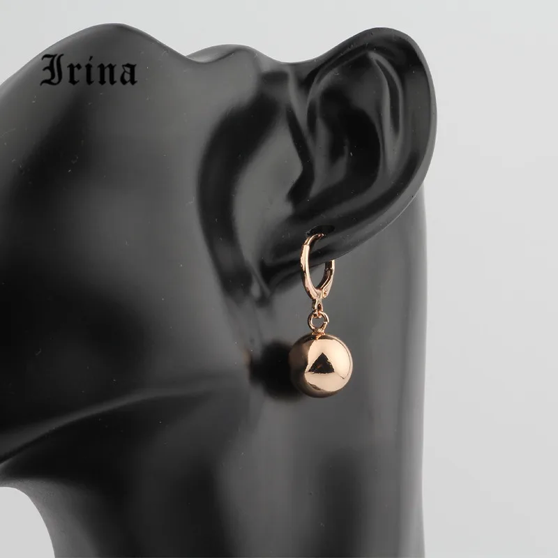 Irina, Новое поступление 585, сферические круглые висячие серьги из розового золота, женские изысканные ювелирные изделия для свадебной вечеринки - Окраска металла: Покрытие из розового золота