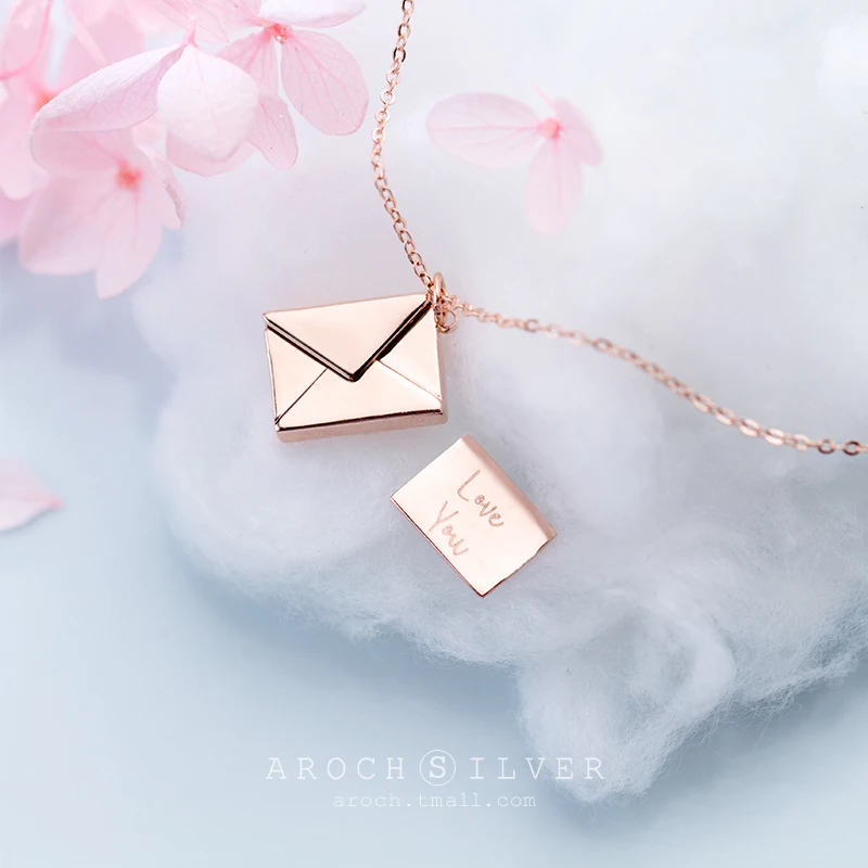 AROCH S925 Серебряная цепочка модный простой квадратный кулон конверт