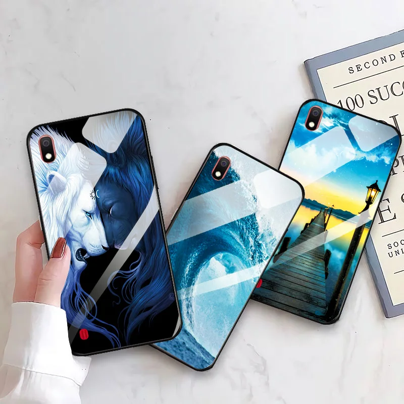 Tempered Glass Phone Case For Samsung A10 A30 A40 A405F Cover A50 A70 A705 Cool Lion Soft Edge Bags M20 |